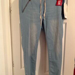 Light Wash Jogger Jeans with Drawstring